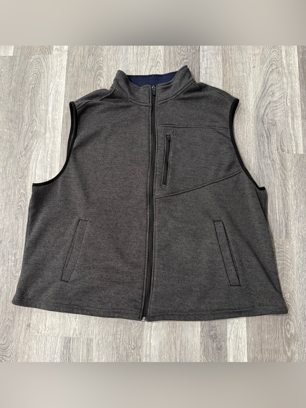IZOD Men’s Gray Full Zip Vest w/ Pockets Stand-Up Collar Big & Tall